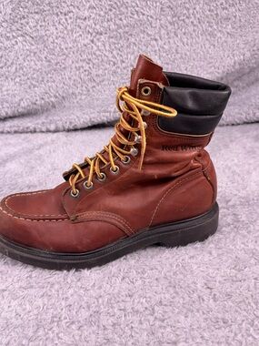 Vtg Red Wing USA 404 Moc Toe Super Sole Leather Work Boots Men's 6.5 D Women 8